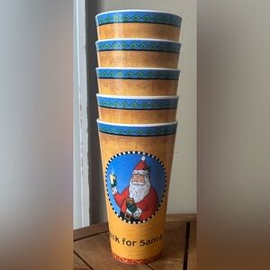 Vintage Fourstar Milk For Santa Cups Melamine Lot of 5 Unused